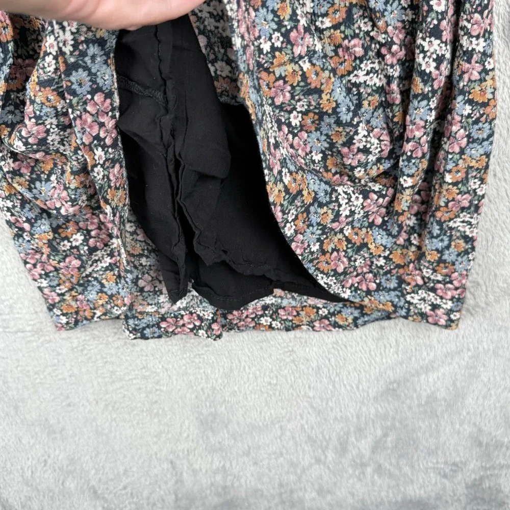 Zara Dress Girls 11/12 Multicolor Floral L/S Lined Circle Skirt Keyhole Neckline